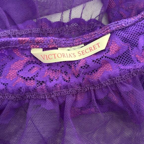 Victoria's Secret Small Purple Lace Lingerie Slip Dress Halter Style Open Back - Picture 5 of 8